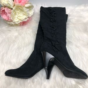 Connie black soft suede-like fabric boots size 6M